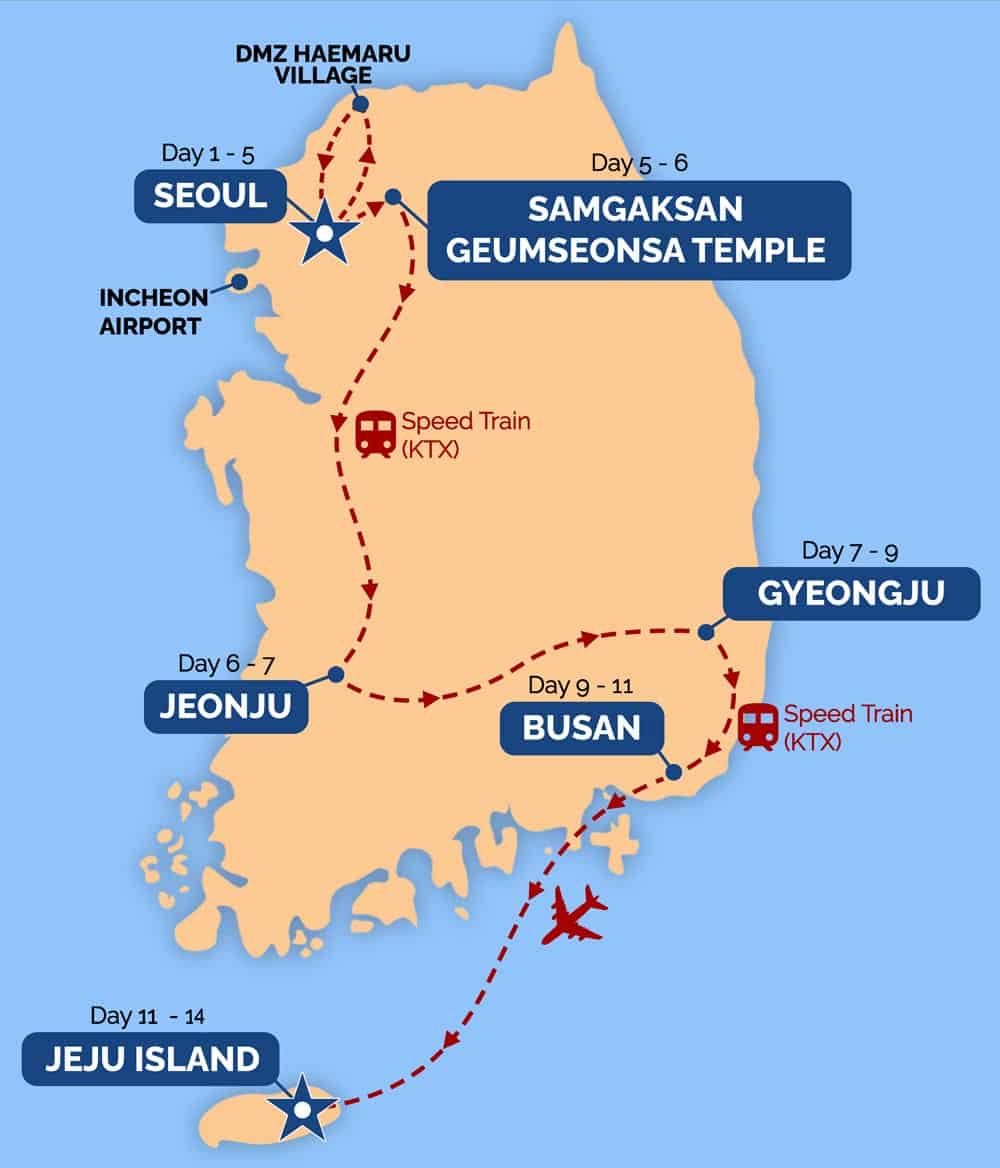 한국 14일 여행 일정표 (South Korea Travel Itinerary 14 Days)