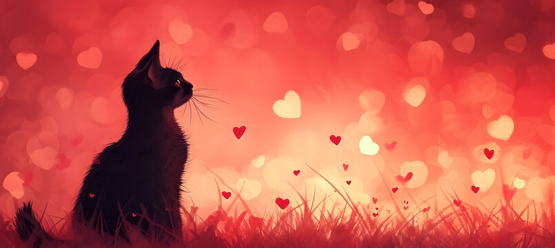귀여운 고양이 발렌타인 배경화면 (Cat Valentine Wallpaper)