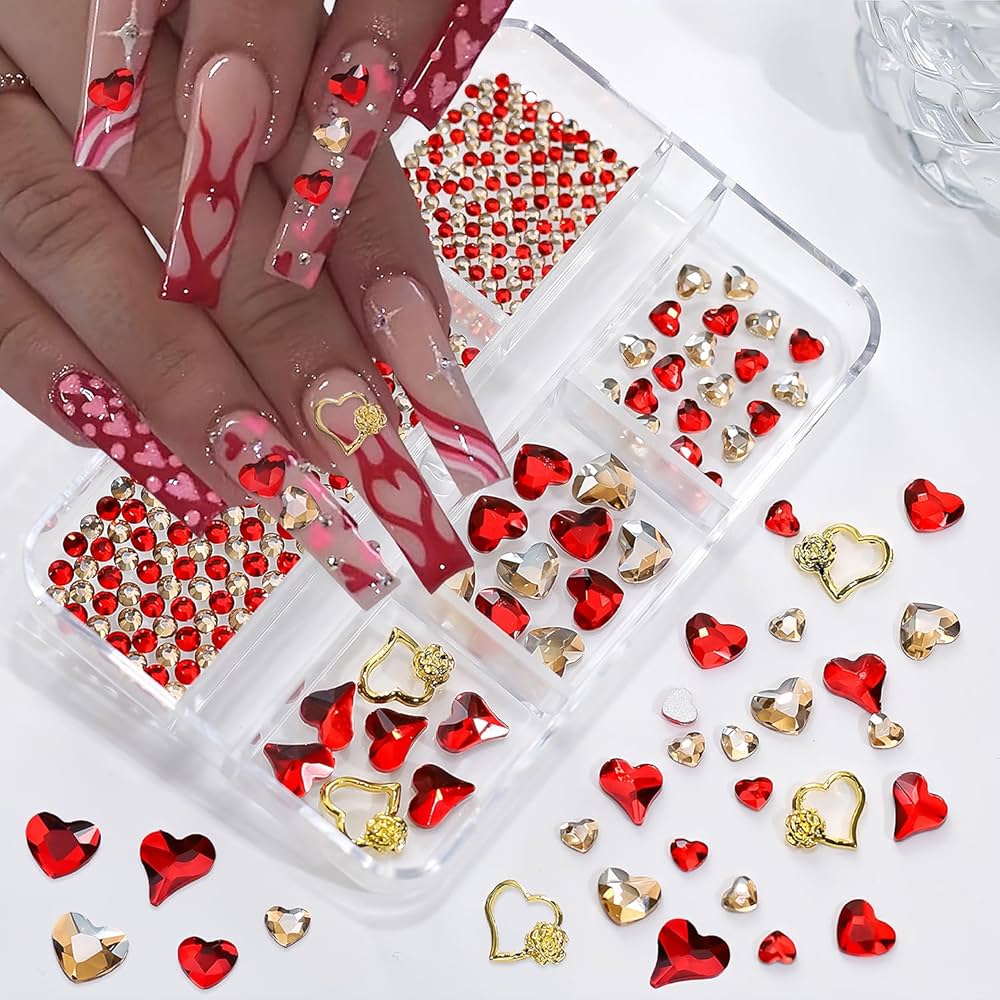 발렌타인 젬 네일아트 디자인
(Valentine gem nail art design)