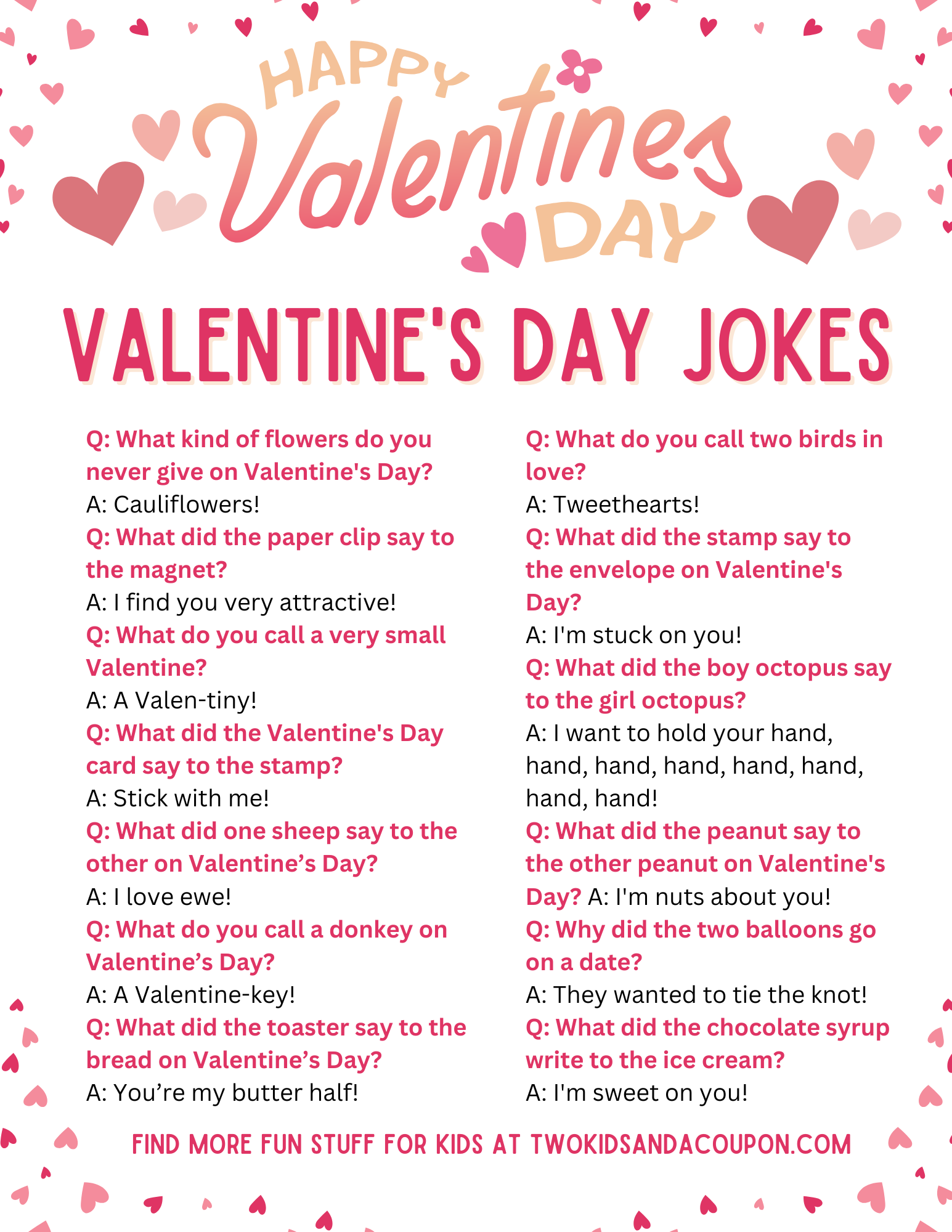 어린이를 위한 발렌타인 농담 (Valentines Jokes for Kids)