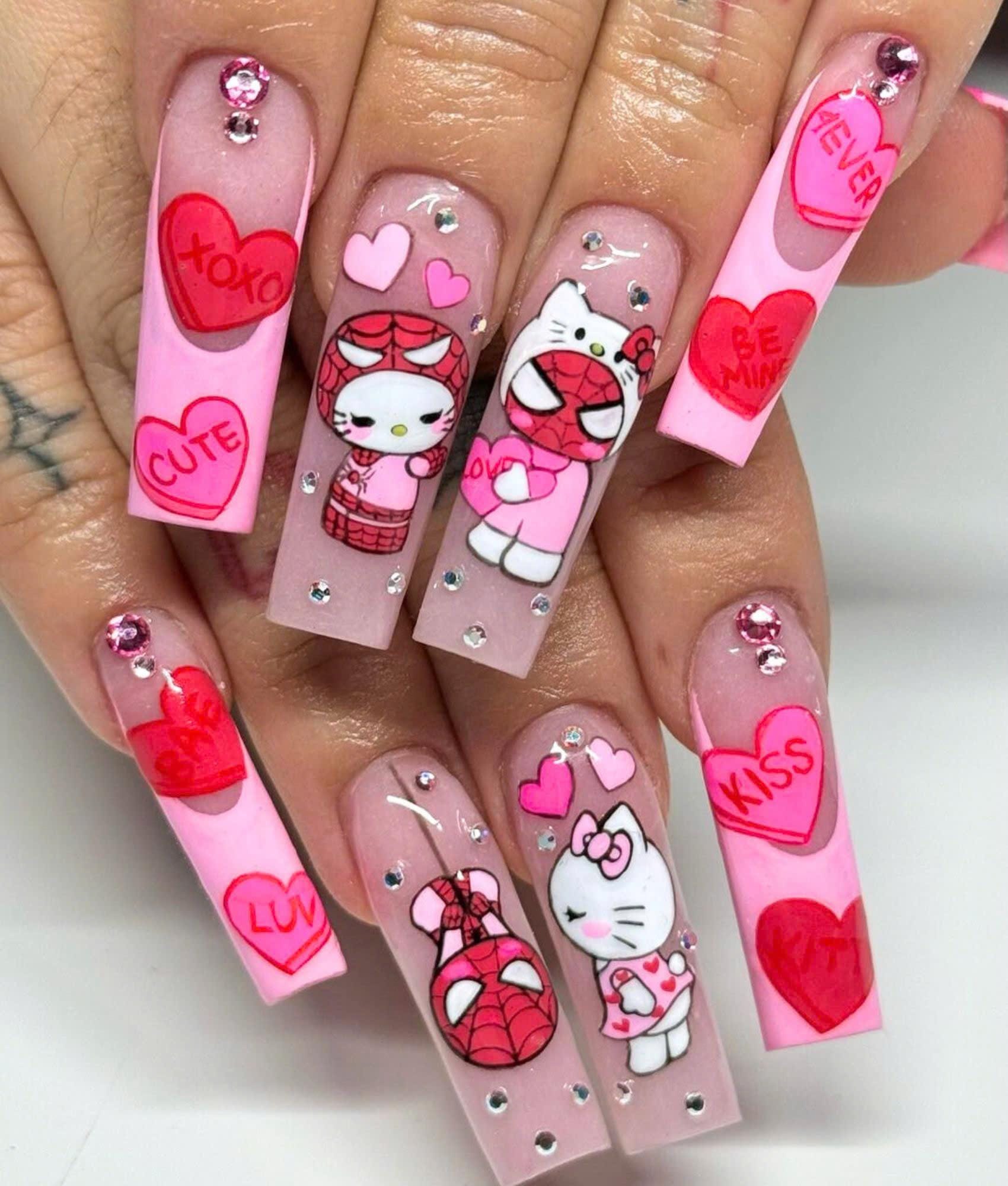 발렌타인 네일 헬로키티 귀여운 네일아트
(Valentine Nails Hello Kitty Cute Nail Art)