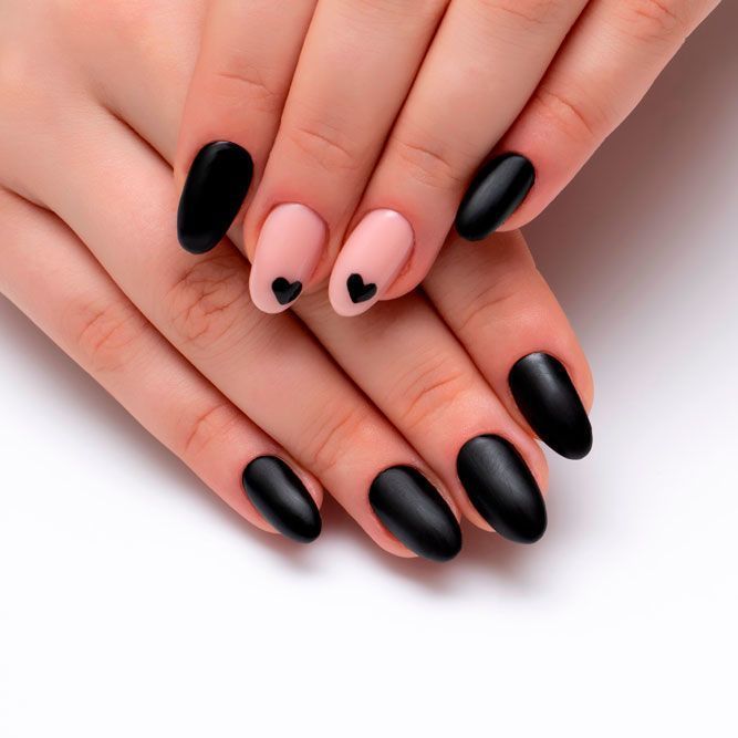 블랙 💅 발렌타인 네일 🖤  (Black 💅 Valentine’s Nails 🖤)