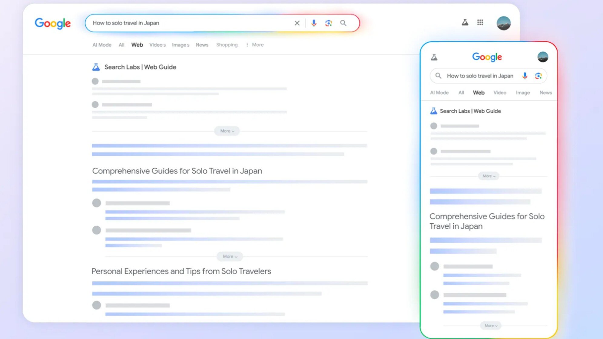 Google 검색은 연결 벽과 다른 것을 테스트합니다.