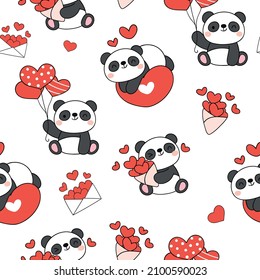발렌타인 팬더 배경화면: 귀여운 사랑
(Valentine Panda Wallpaper: Cute Love)