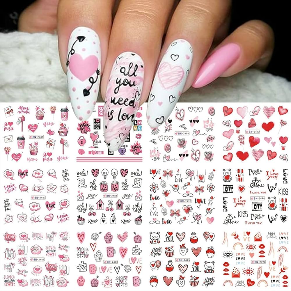 발렌타인 네일 데칼: 로맨틱한 손끝 완성
(Valentine’s nail decals: Romantic fingertips complete)